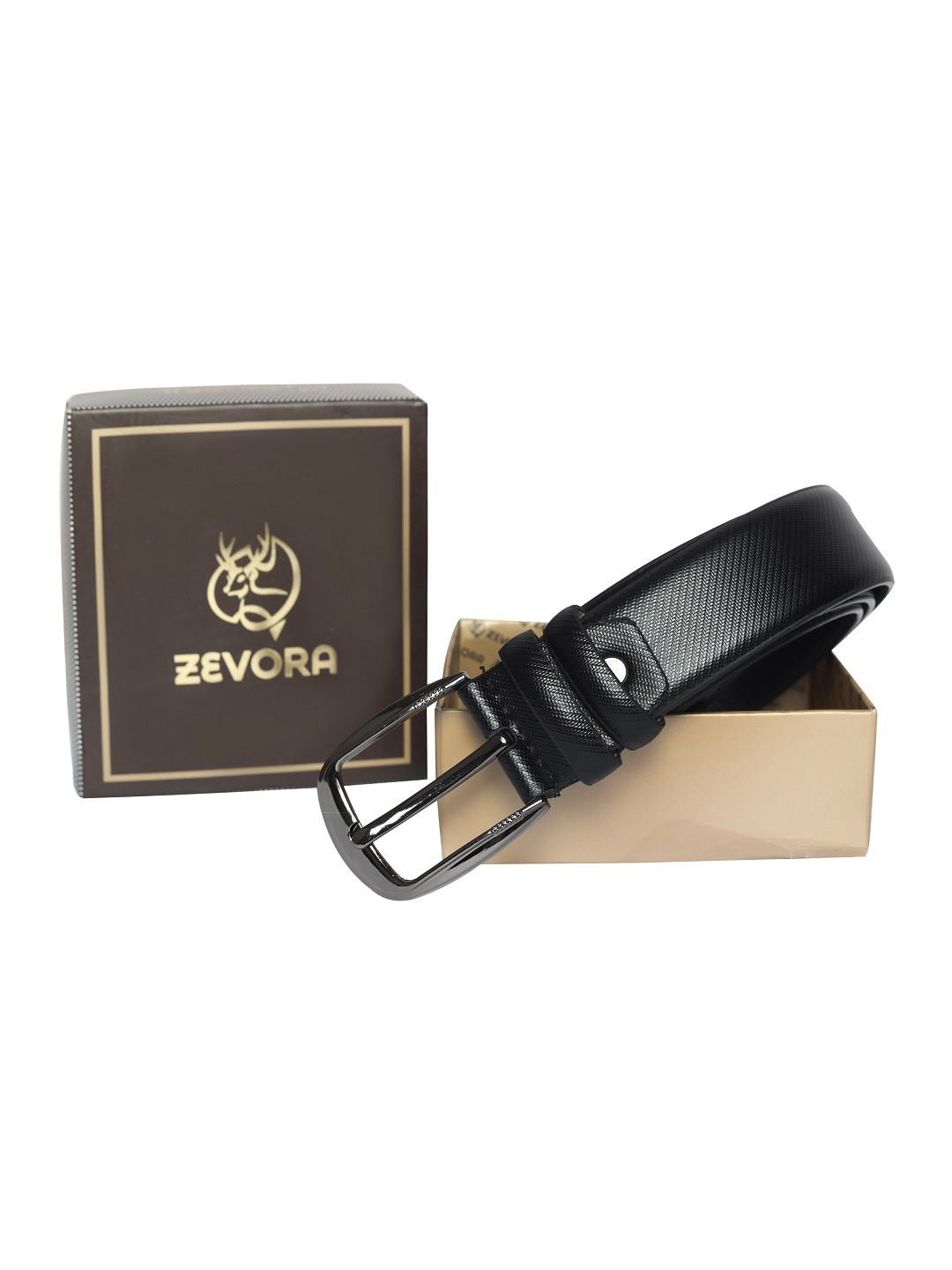 

ZEVORA Men Black Textured Belt