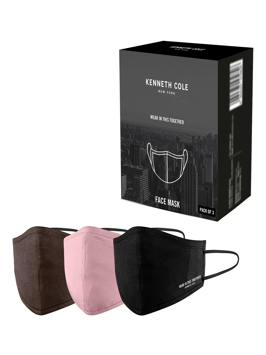 

Kenneth Cole Unisex Pack Of 3 Brown & Black 6-Ply Reusable Protective Outdoor Masks, Pink