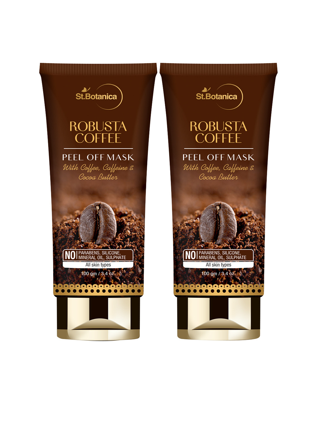 

St.Botanica Set of 2 Robusta Coffee Peel Off Mask - 100 g, Brown