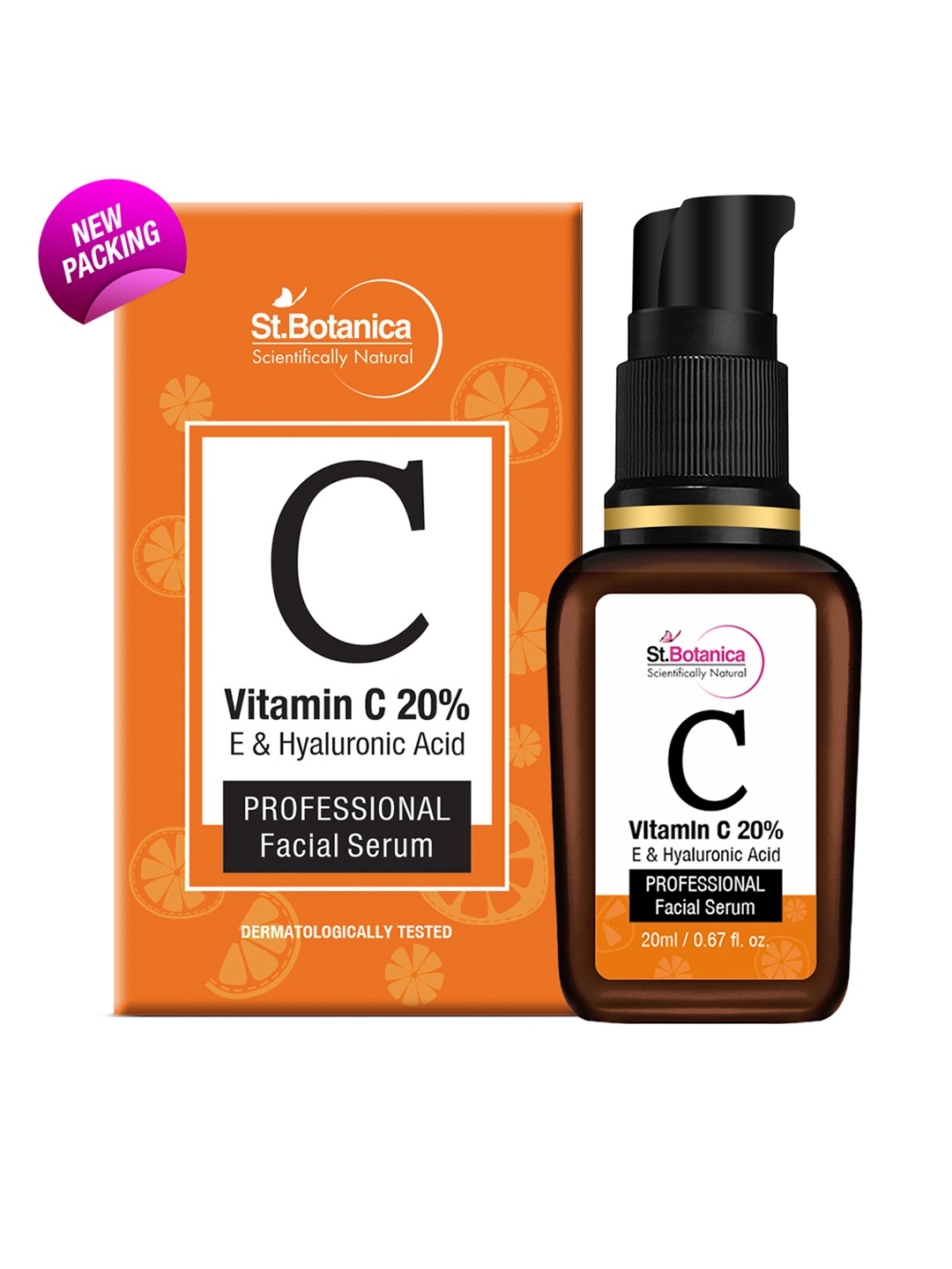 

StBotanica Vitamin C 20% + Vitamin E + Hyaluronic Acid Professional Face Serums, Orange