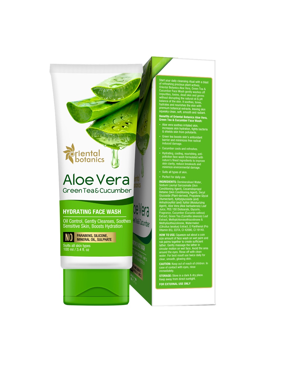 

Oriental Botanics Unisex Set Of 2 Aloe Vera & Green Tea Face Wash