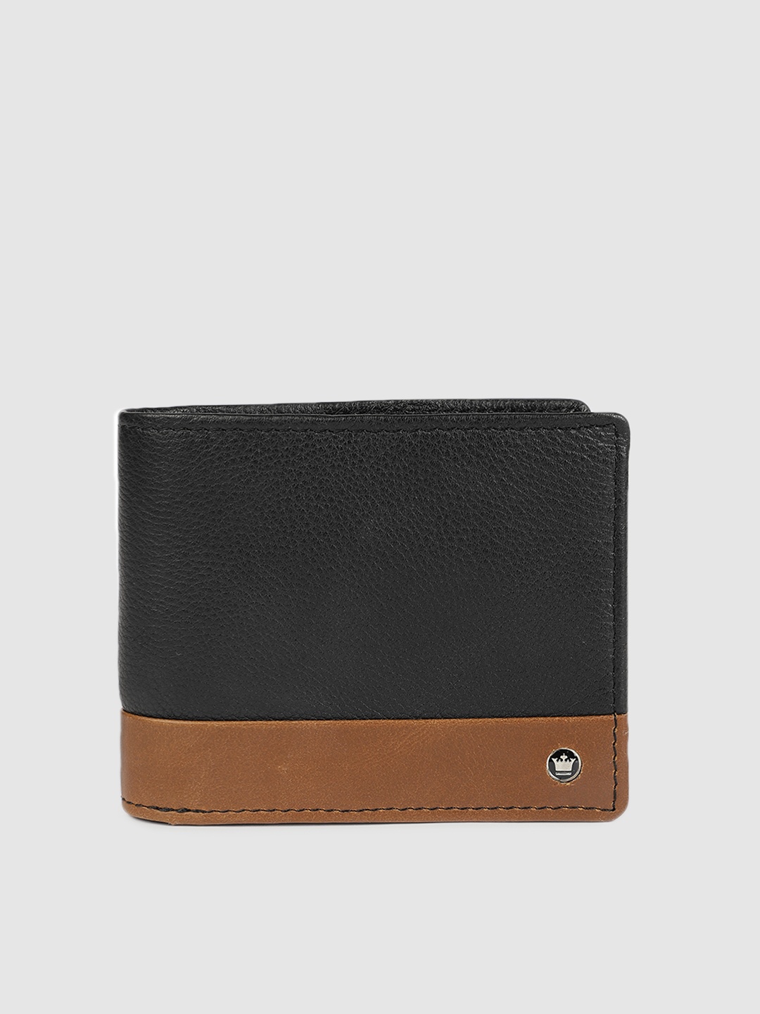 

Louis Philippe Men Black & Tan Brown Solid Leather Two Fold Wallet