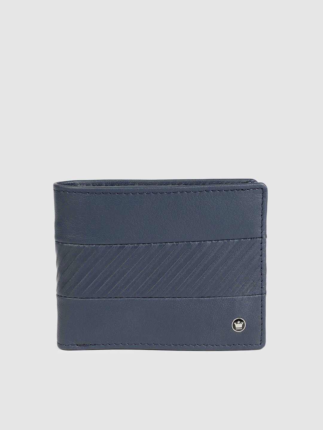 

Louis Philippe Men Navy Blue Textured Leather Two Fold Wallet