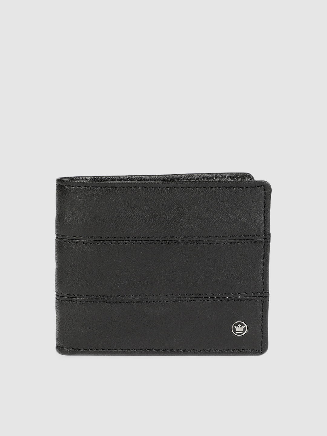 

Louis Philippe Men Black Solid Leather Two Fold Wallet