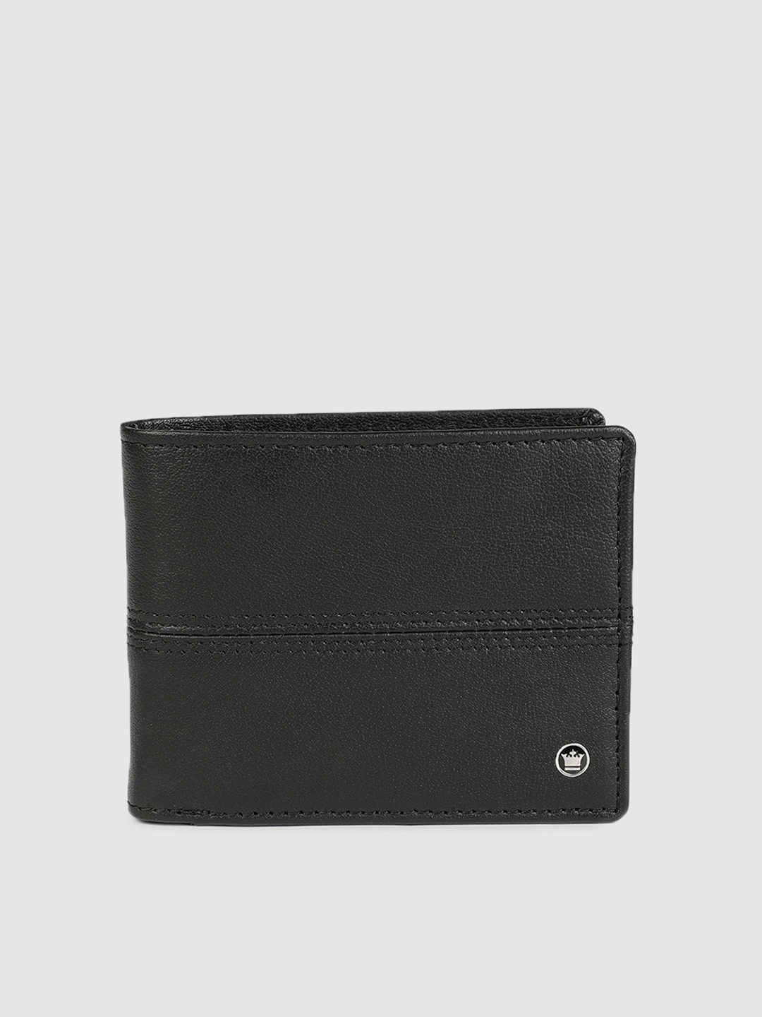 

Louis Philippe Men Black Solid Leather Two Fold Wallet