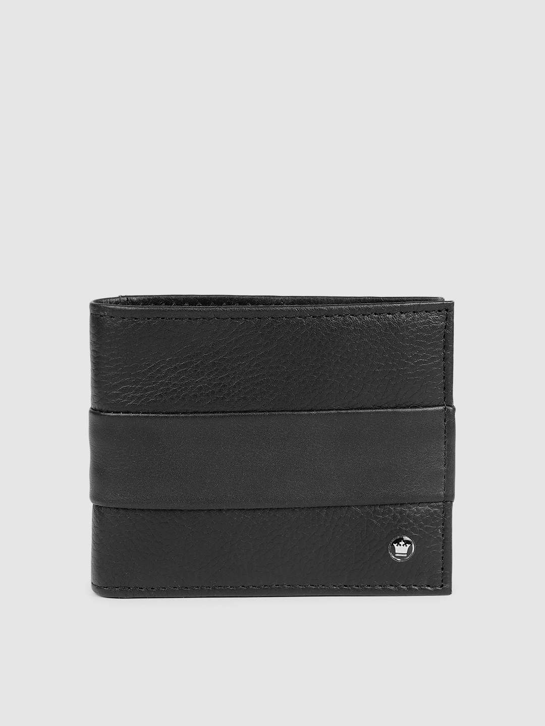 

Louis Philippe Men Black Solid Leather Two Fold Wallet