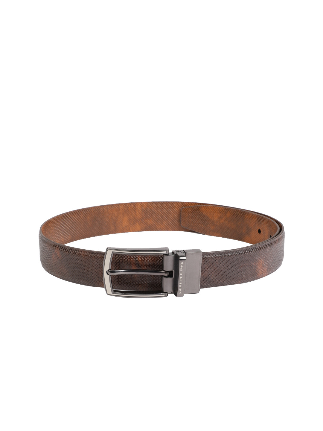 

Louis Philippe Men Brown Reversible Textured Leather Belt