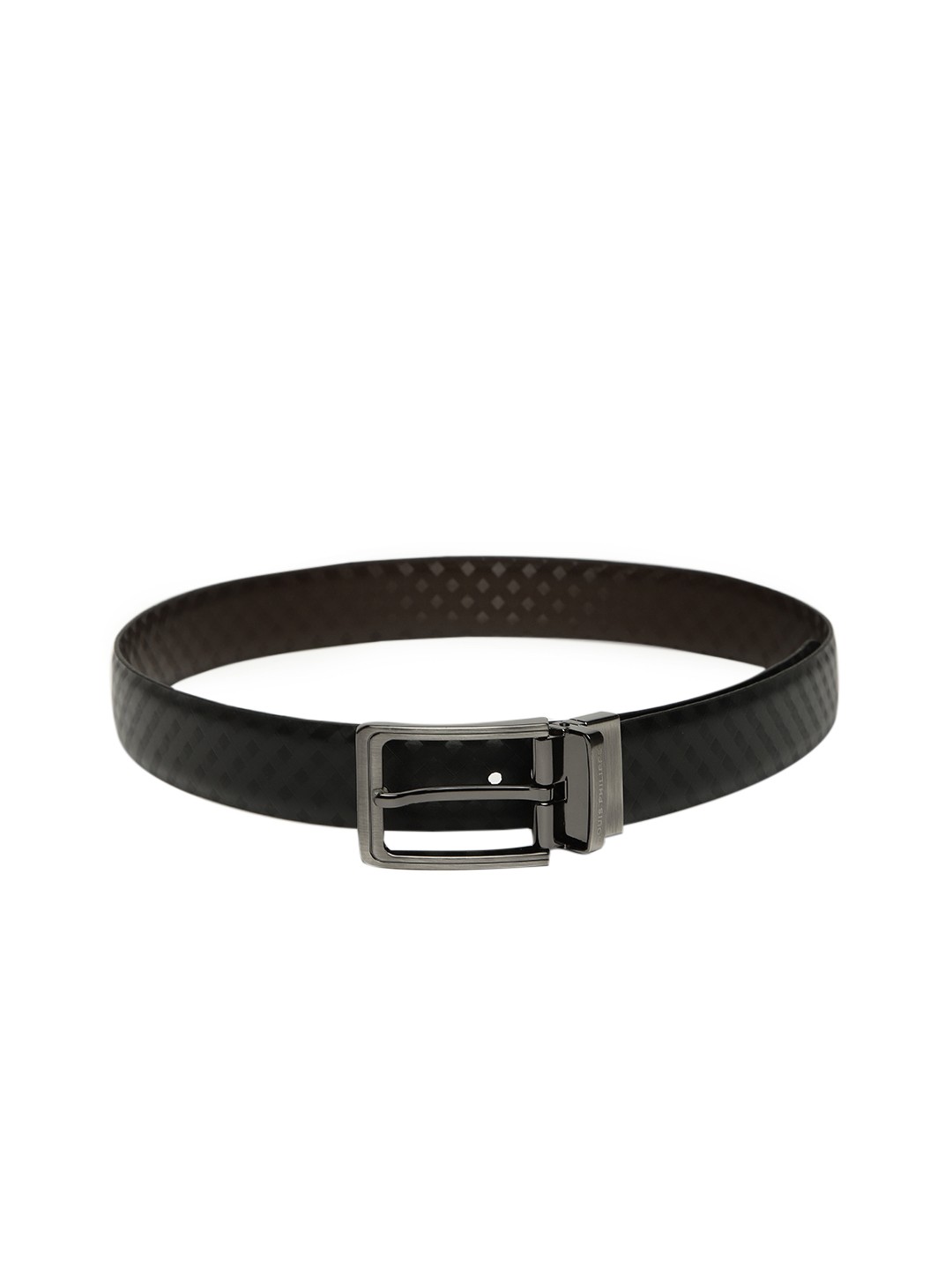 

Louis Philippe Men Black & Brown Textured Reversible Leather Belt