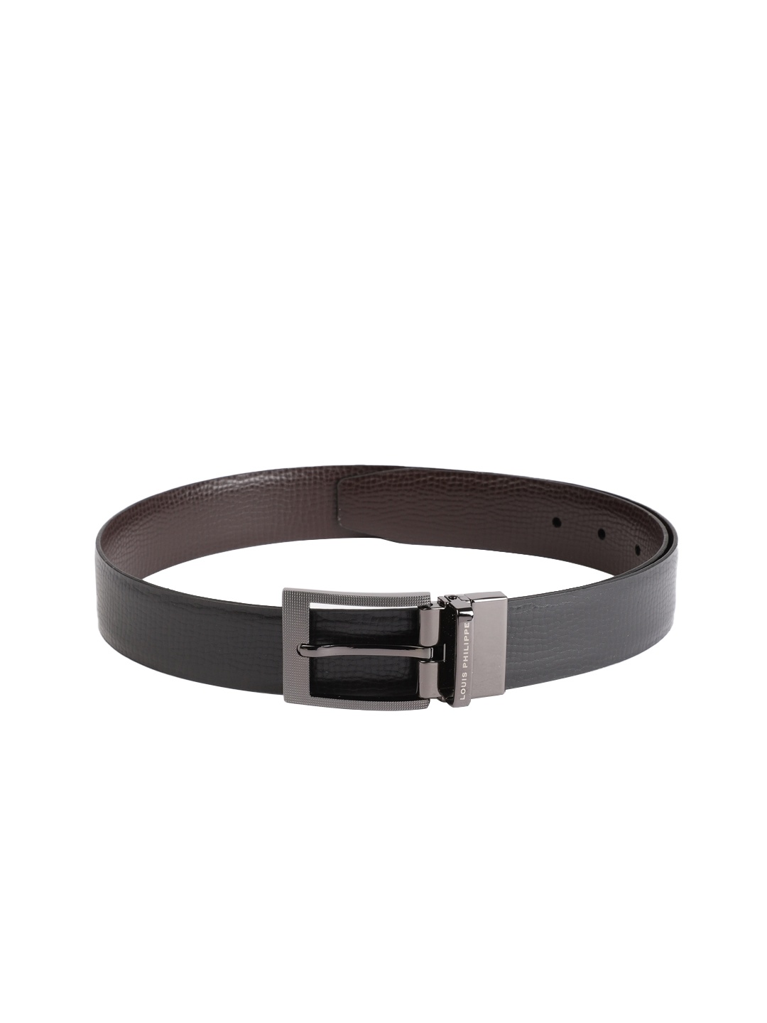 

Louis Philippe Men Black & Brown Textured Reversible Leather Belt