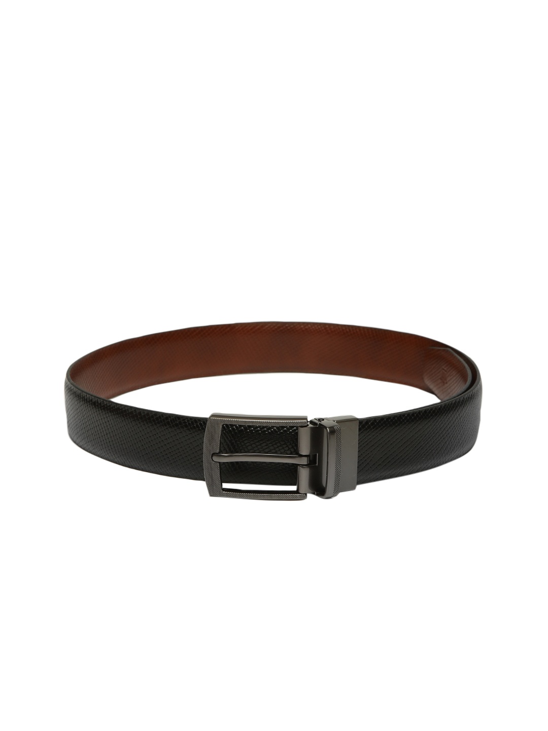 

Louis Philippe Men Black & Brown Textured Reversible Leather Belt
