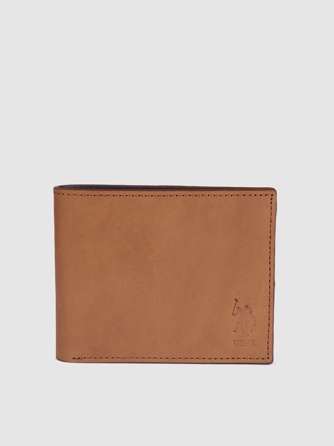 

U.S. Polo Assn. Men Tan Brown Solid Two Fold Leather Wallet