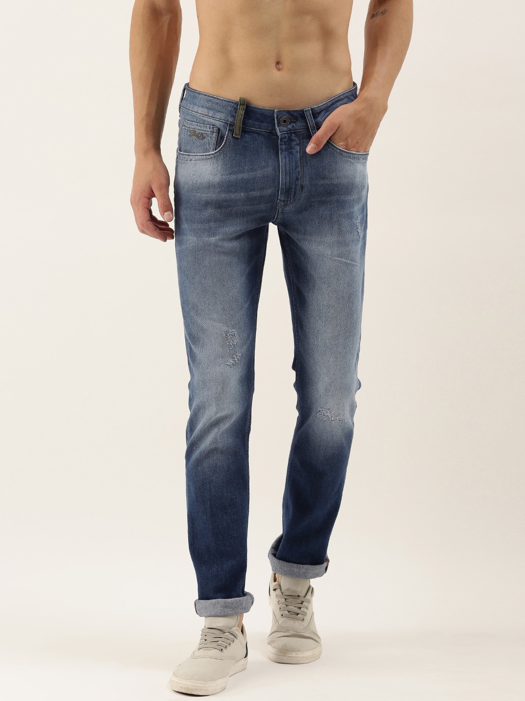 

Flying Machine Men Blue Slim Fit Mid-Rise Mildly Distressed Stretchable Jeans