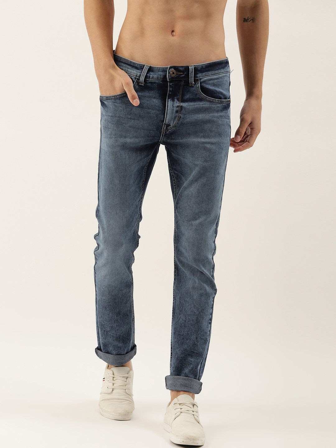 

Flying Machine Men Blue Michael Slim Tapered Fit Low-Rise Clean Look Stretchable Jeans