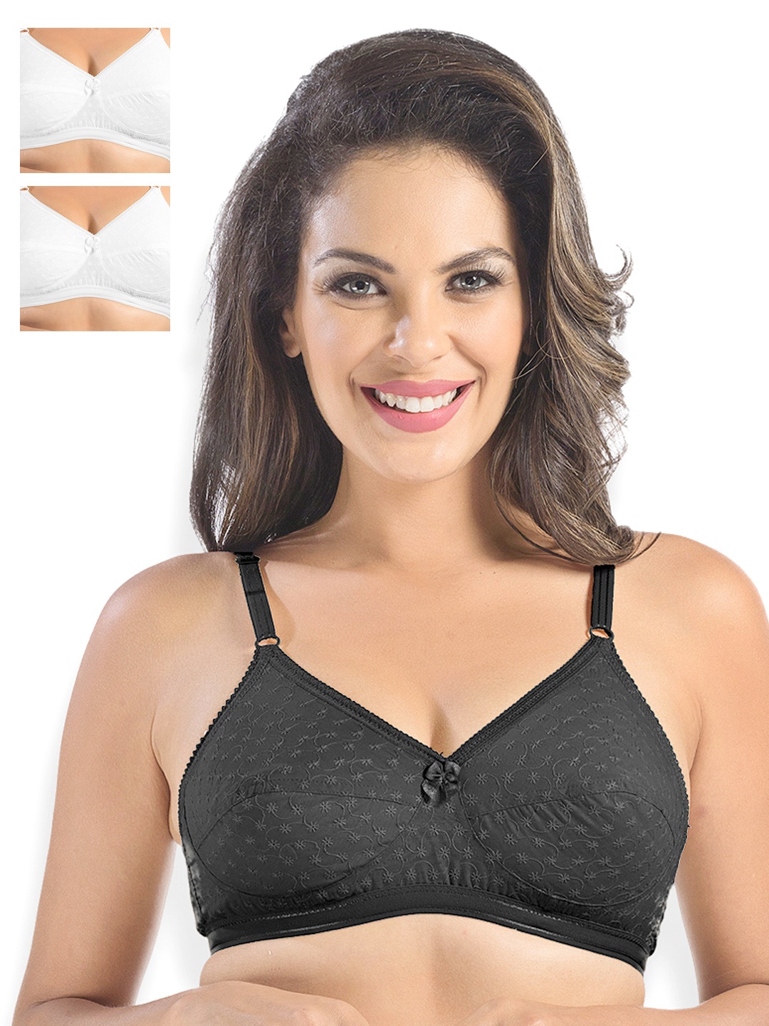 

Sonari Pack of 3 Embroidered Full-Coverage Bras, White