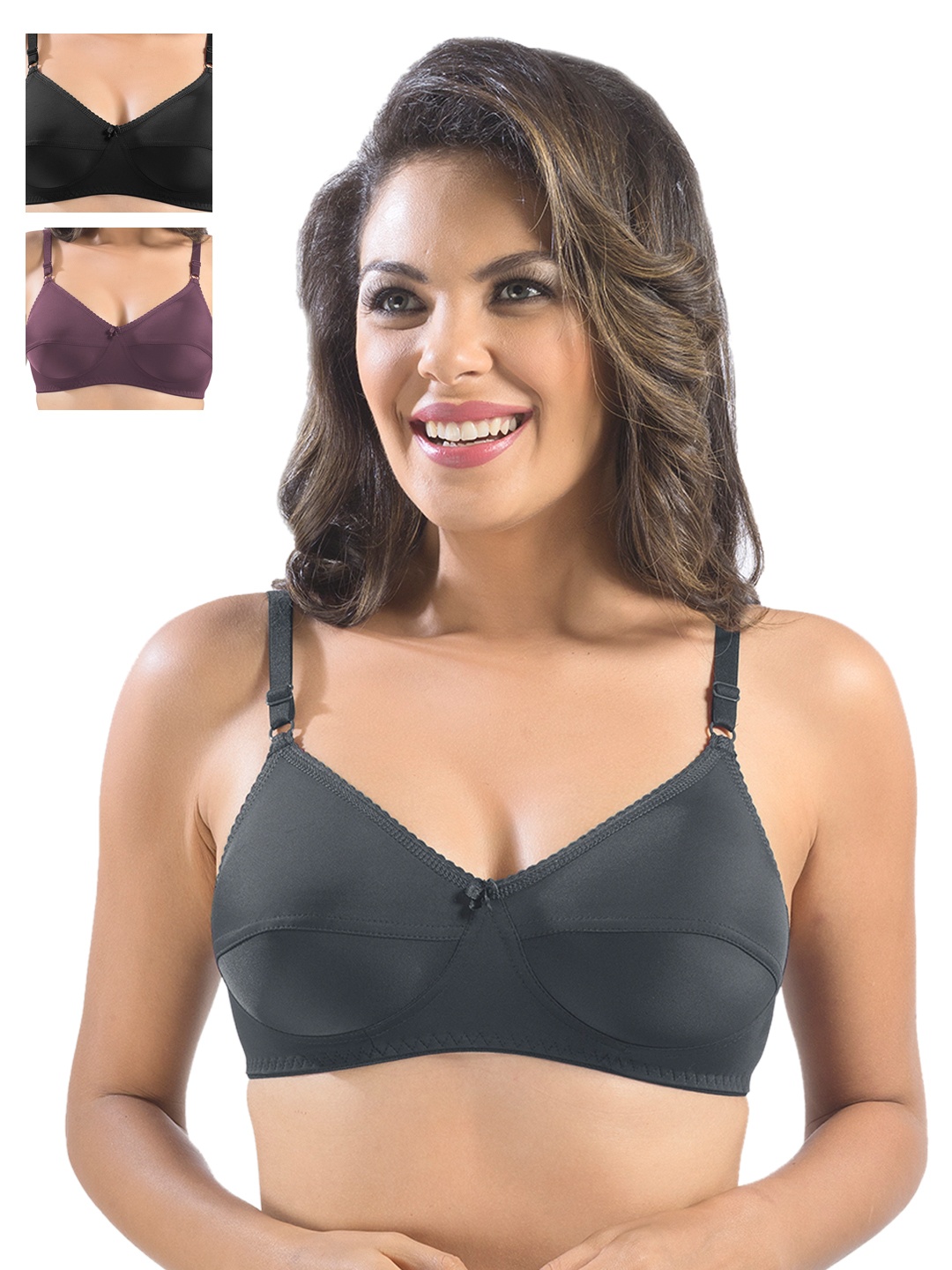 

Sonari Pack of 3 Full-Coverage Bras, Grey
