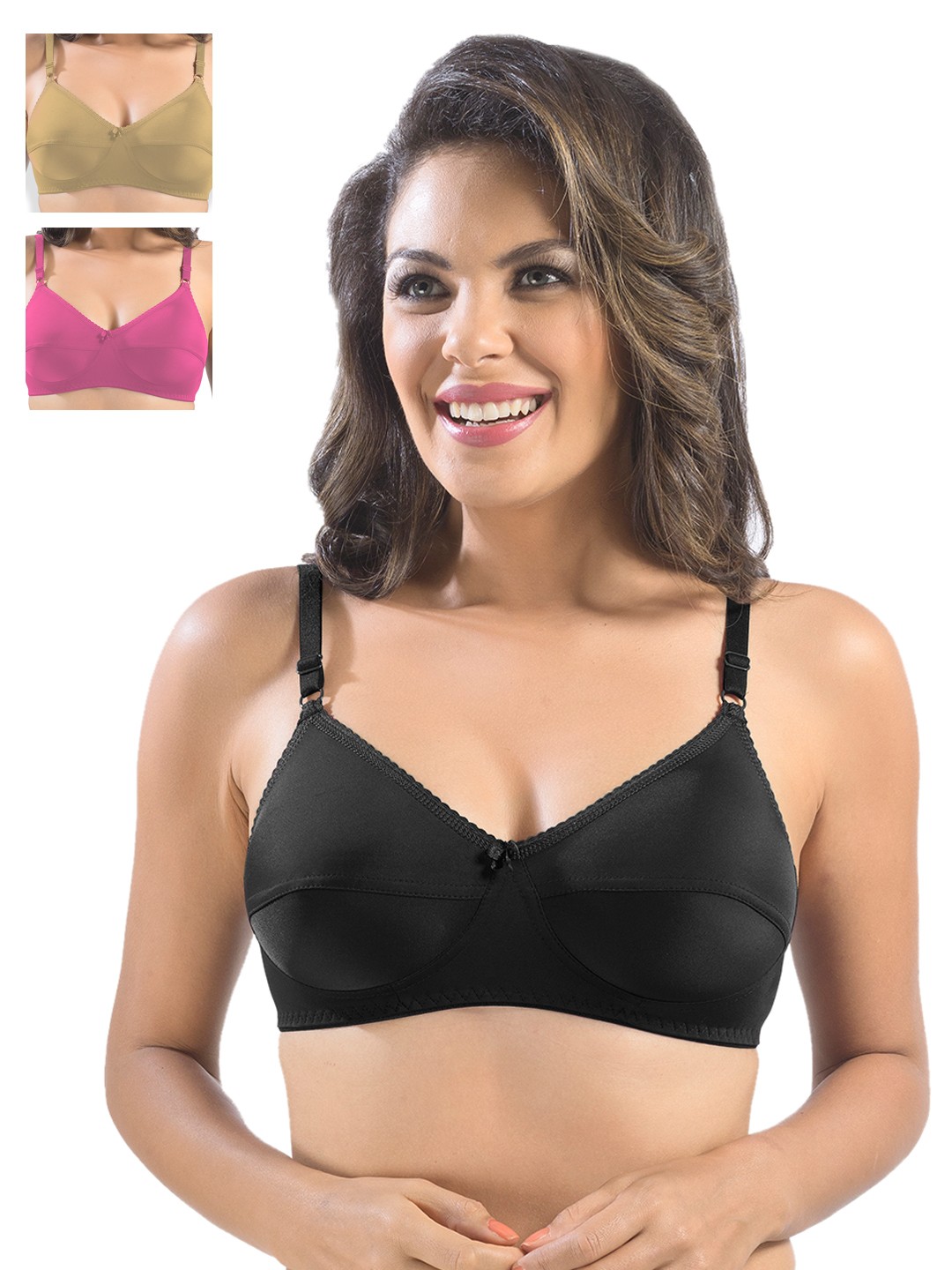 

Sonari Pack of 3 Full-Coverage Bras, Black