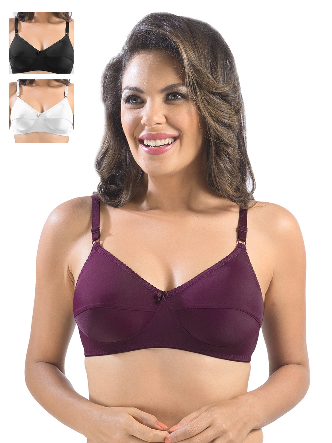

Sonari Pack of 3 Full-Coverage Bras, Purple