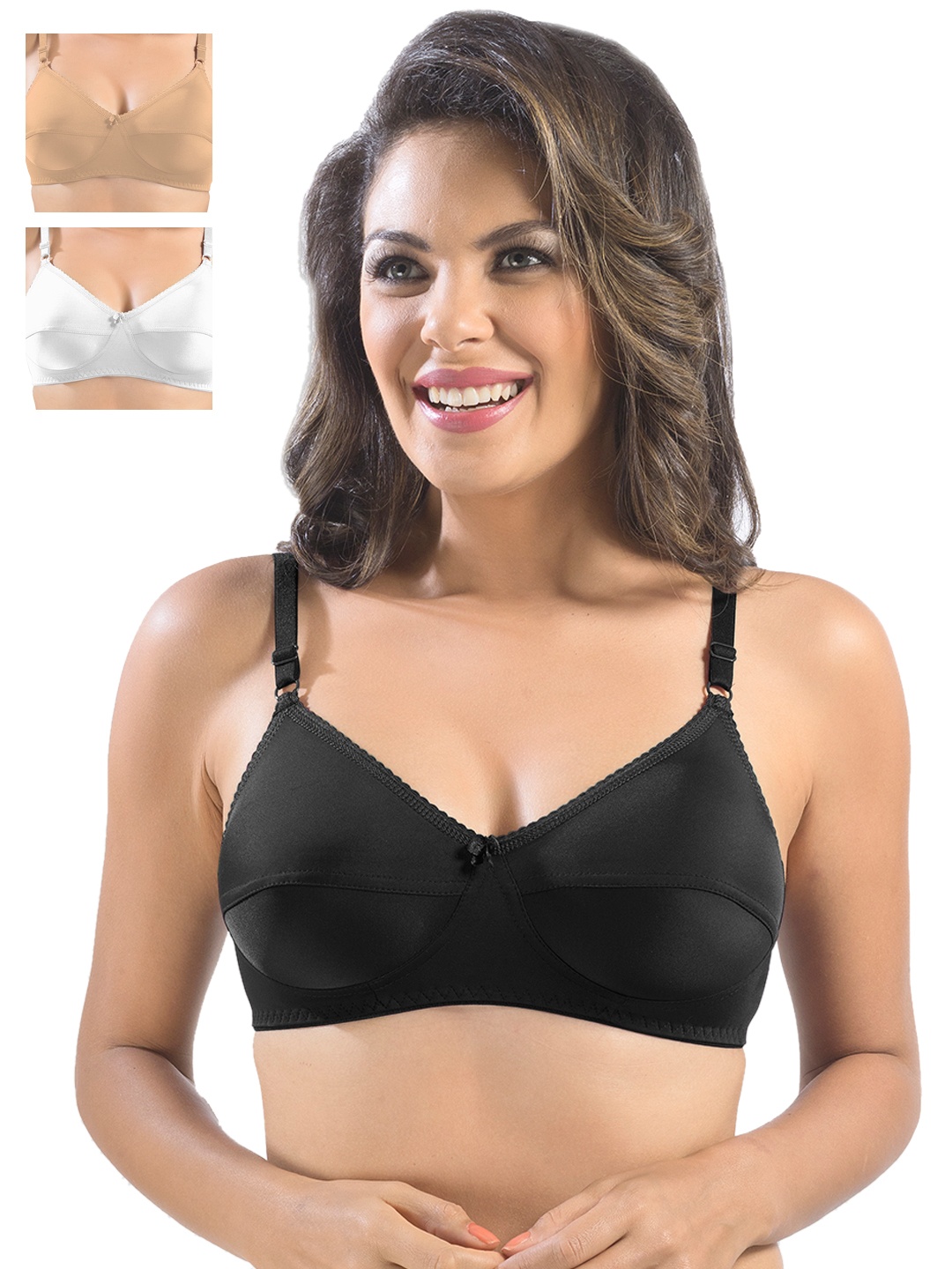 

Sonari Pack of 3 Full-Coverage Bras, Black