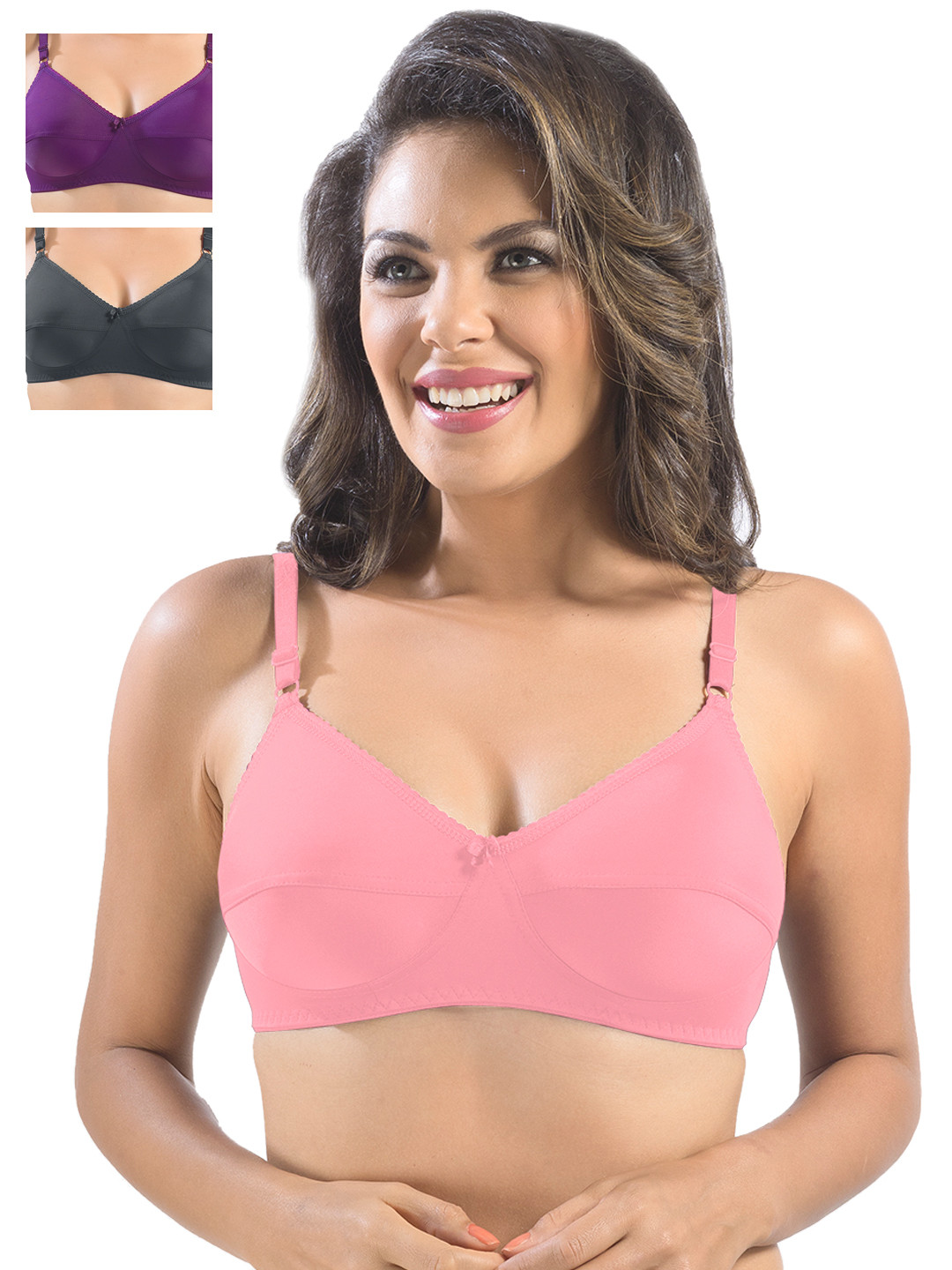 

Sonari Pack of 3 Full-Coverage Bras, Pink