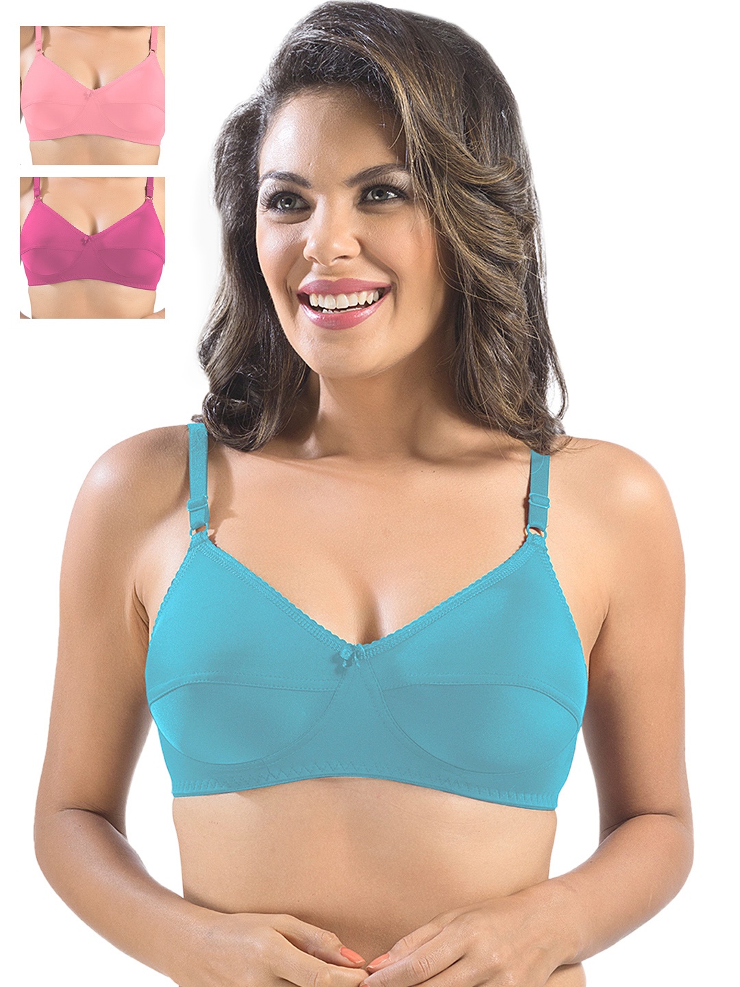 

Sonari Pack of 3 Full-Coverage Bras, Blue