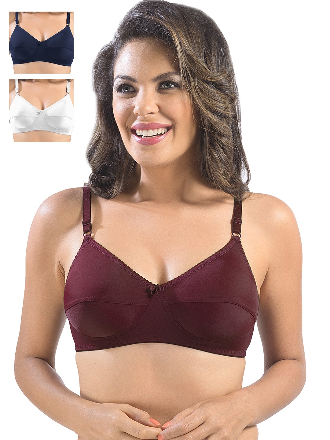 

Sonari Pack of 3 Full-Coverage Bras, Purple
