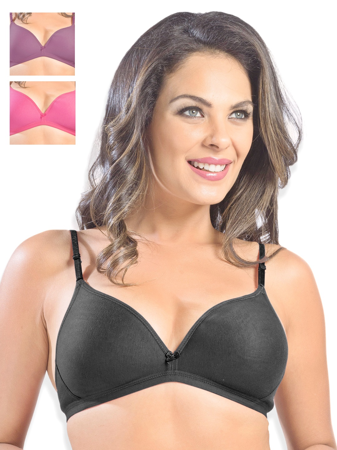 

Sonari Pack of 3 Full-Coverage T-Shirt Bras, Black