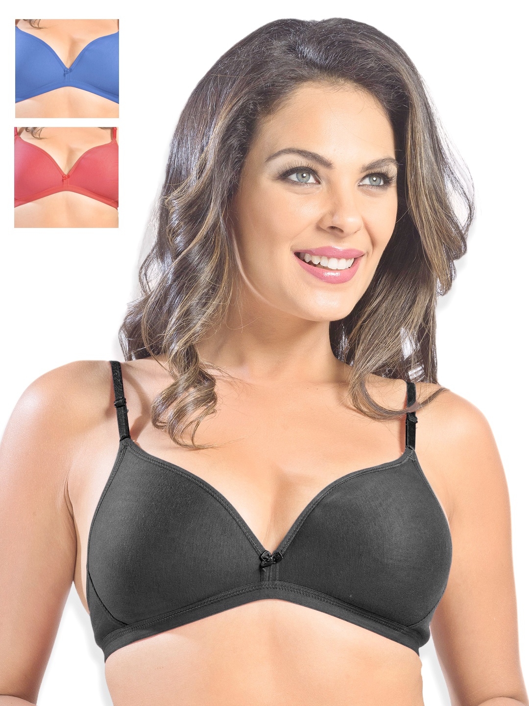 

Sonari Pack of 3 Full-Coverage T-Shirt Bras, Black