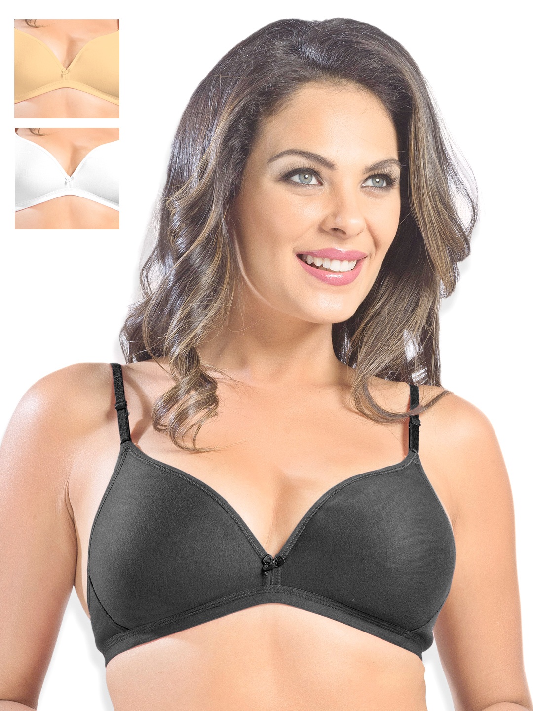 

Sonari Pack of 3 Full-Coverage T-Shirt Bras, Black