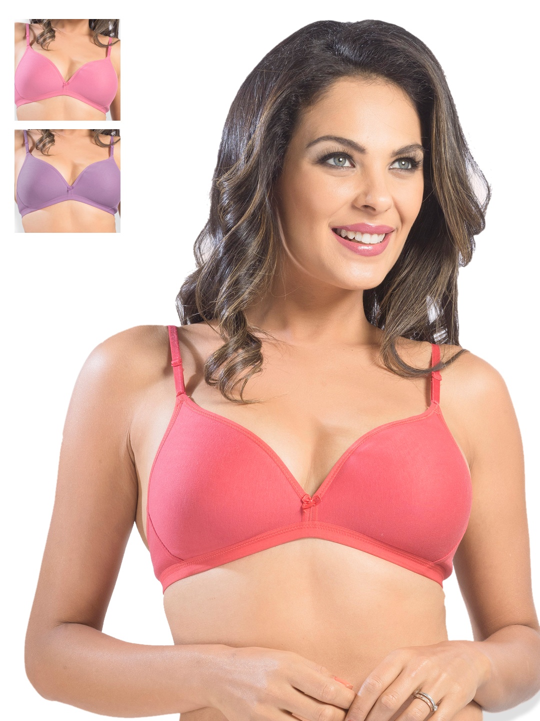 

Sonari Pack of 3 Medium-Coverage Plunge Bras, Coral