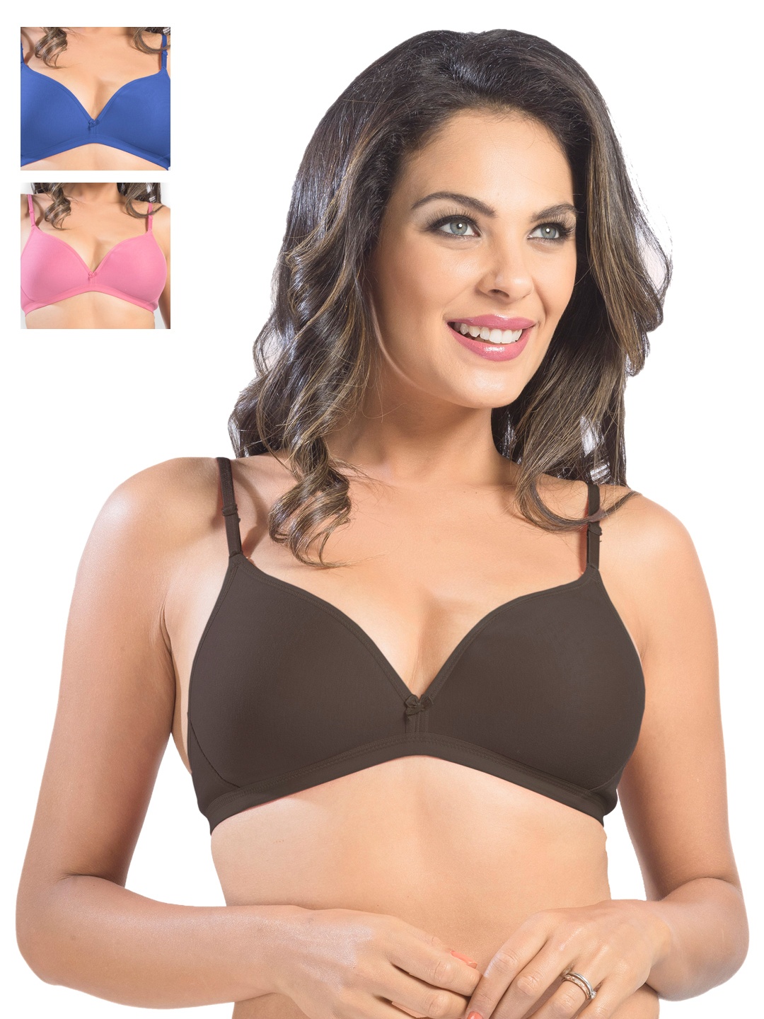 

Sonari Pack of 3 Medium-Coverage Plunge Bras, Brown