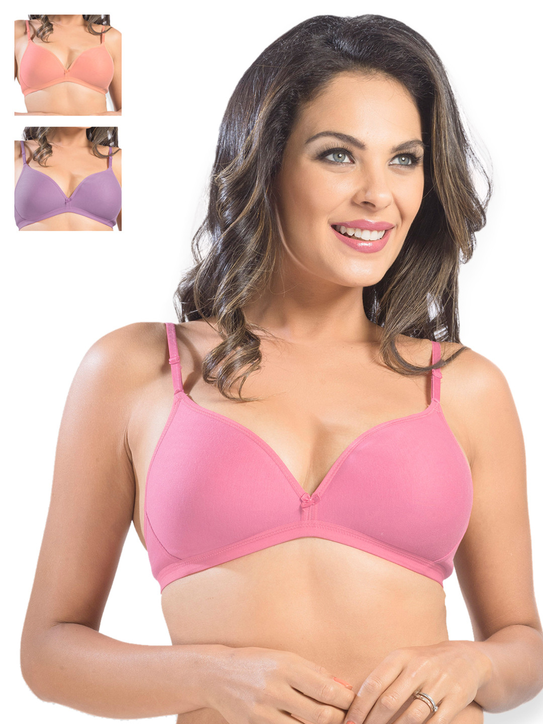 

Sonari Pack of 3 Medium-Coverage Plunge Bras, Pink