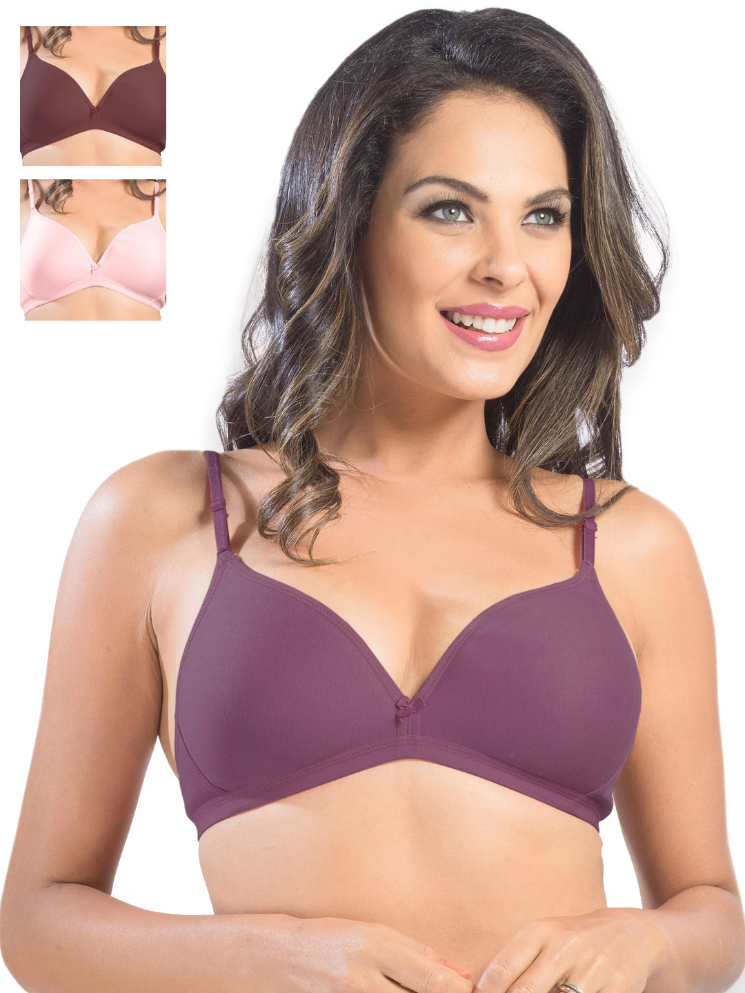 

Sonari Pack of 3 Medium-Coverage Plunge Bras, Purple