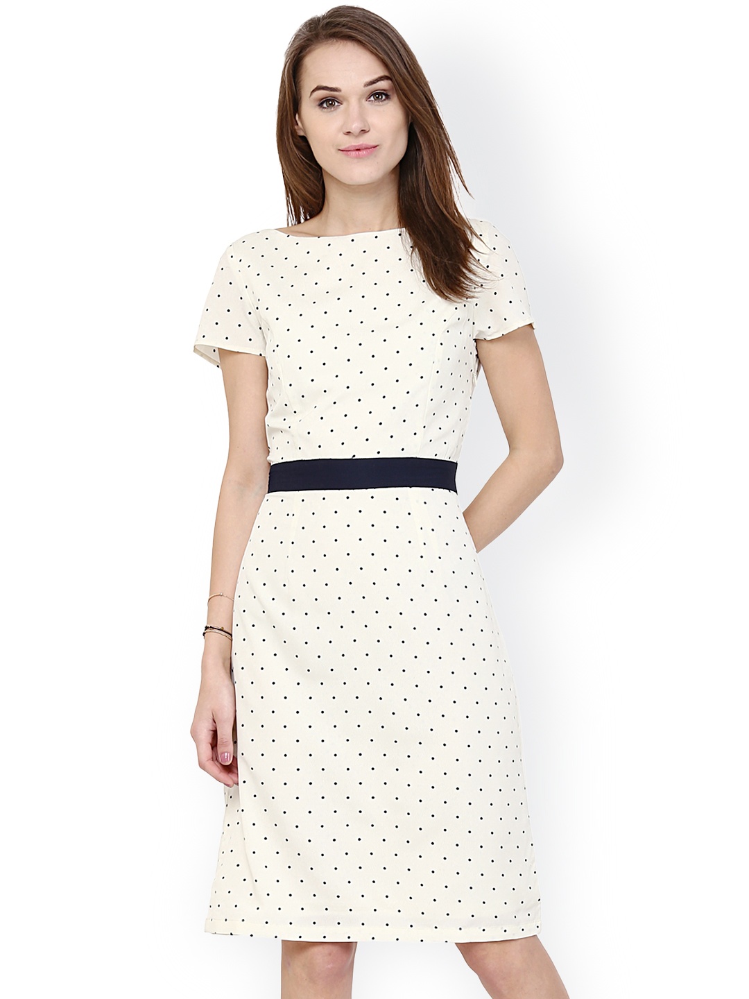 

Harpa Off-White Polka Dot A-Line Dress