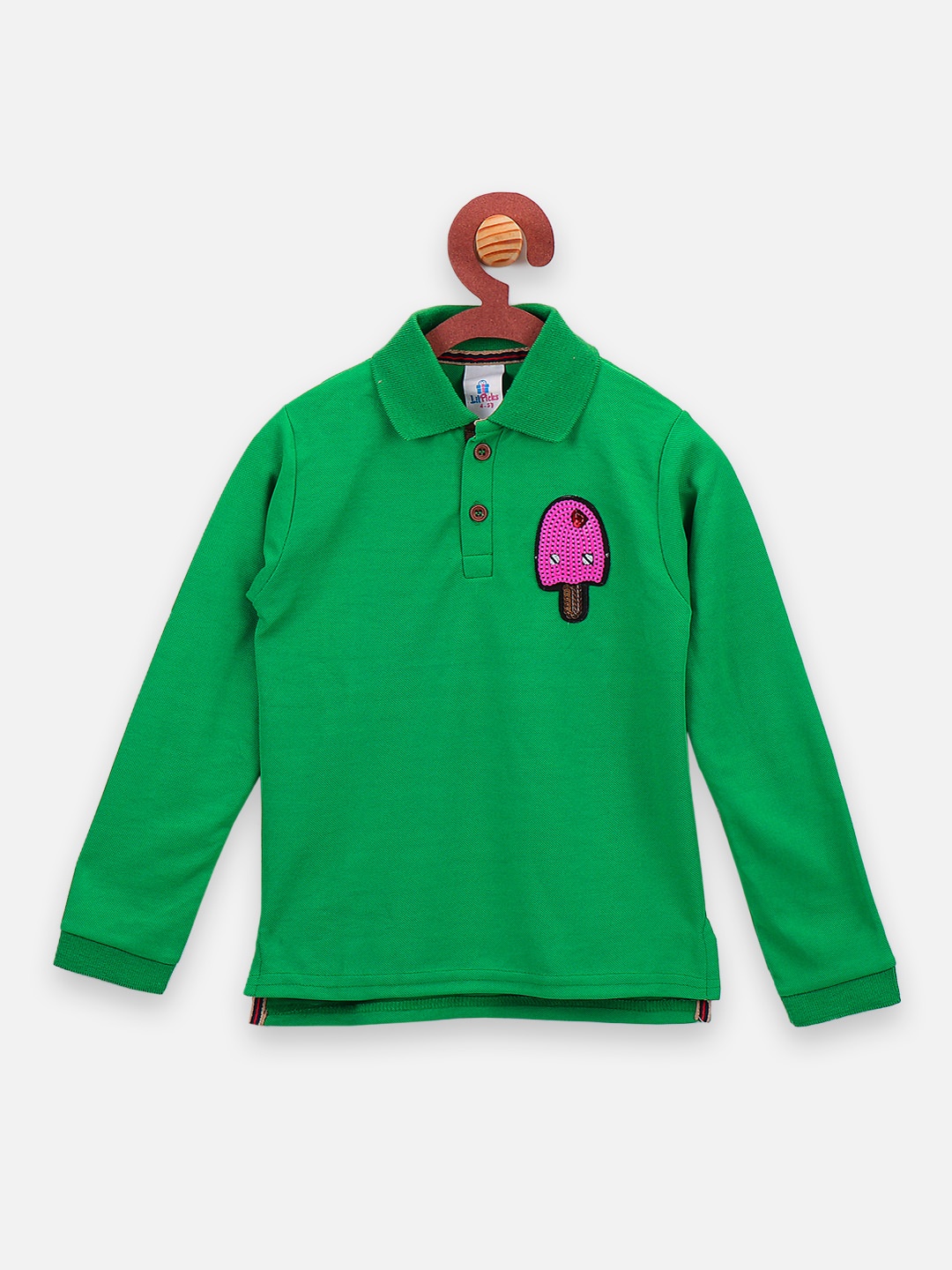 

LilPicks Boys Green Solid Polo Collar T-shirt