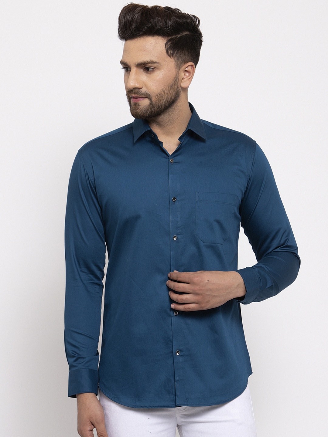 

JAINISH Men Blue Regular Fit Solid Casual Shirt