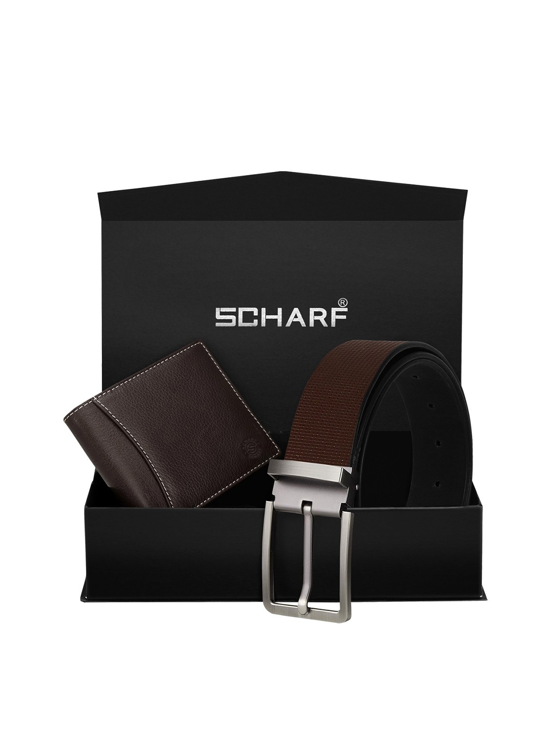 

SCHARF Men Brown Genuine Leather Belt & Wallet Accessory Gift Set