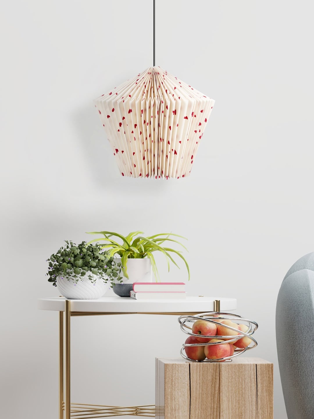 

Bigsmall White & Red Printed Quirky Ceiling Lantern
