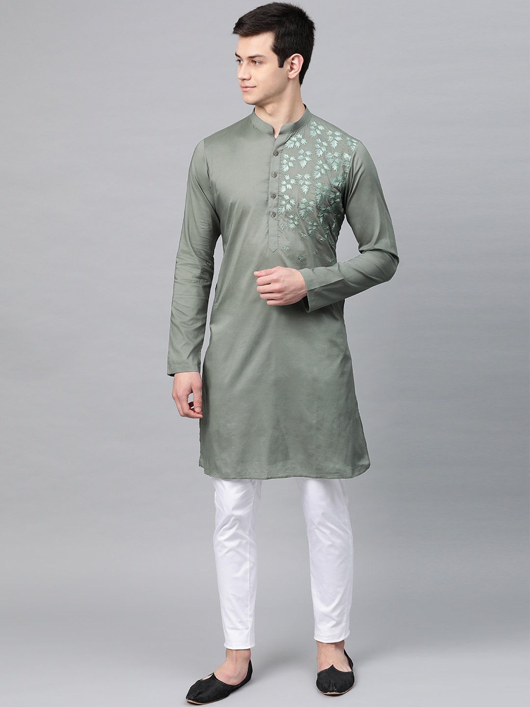 

See Designs Men Sea Green Solid Kurta with Pyjamas