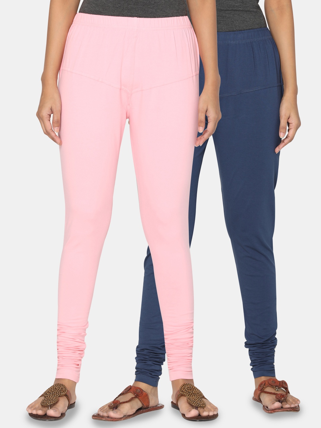 

TSG Bliss Women Pack of 2 Bio Wash Churidar Leggings, Pink