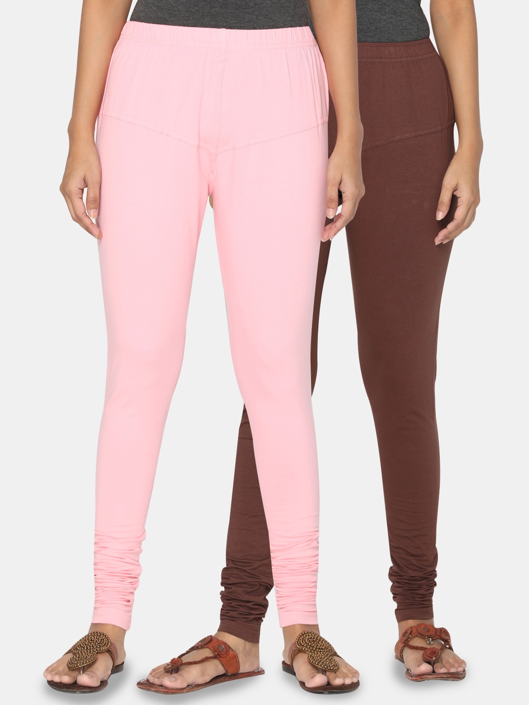 TSG Bliss Women Pack of 2 Bio Wash Churidar Leggings, Pink