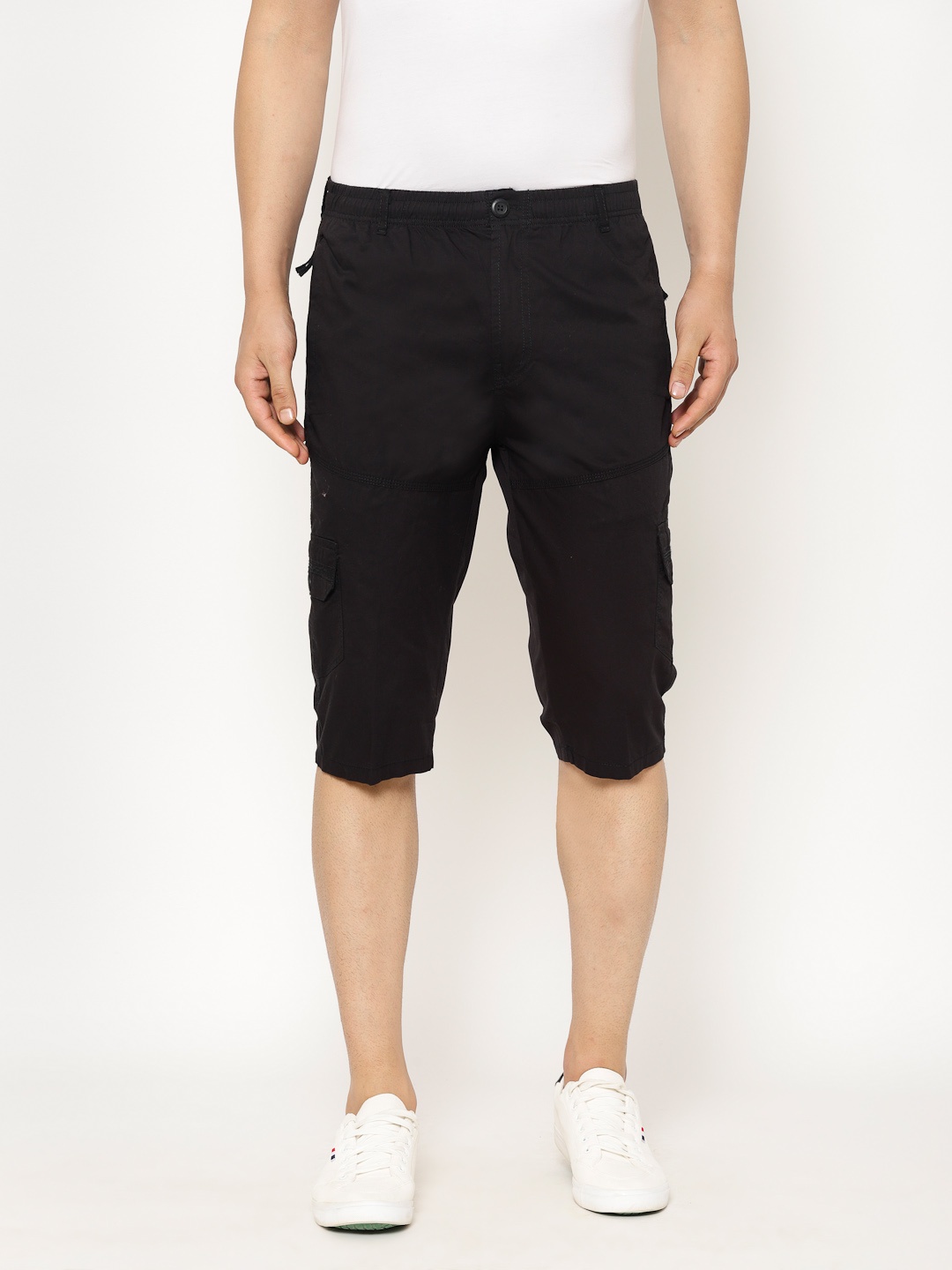 

SAPPER Men Black Solid Slim Fit Cargo Shorts