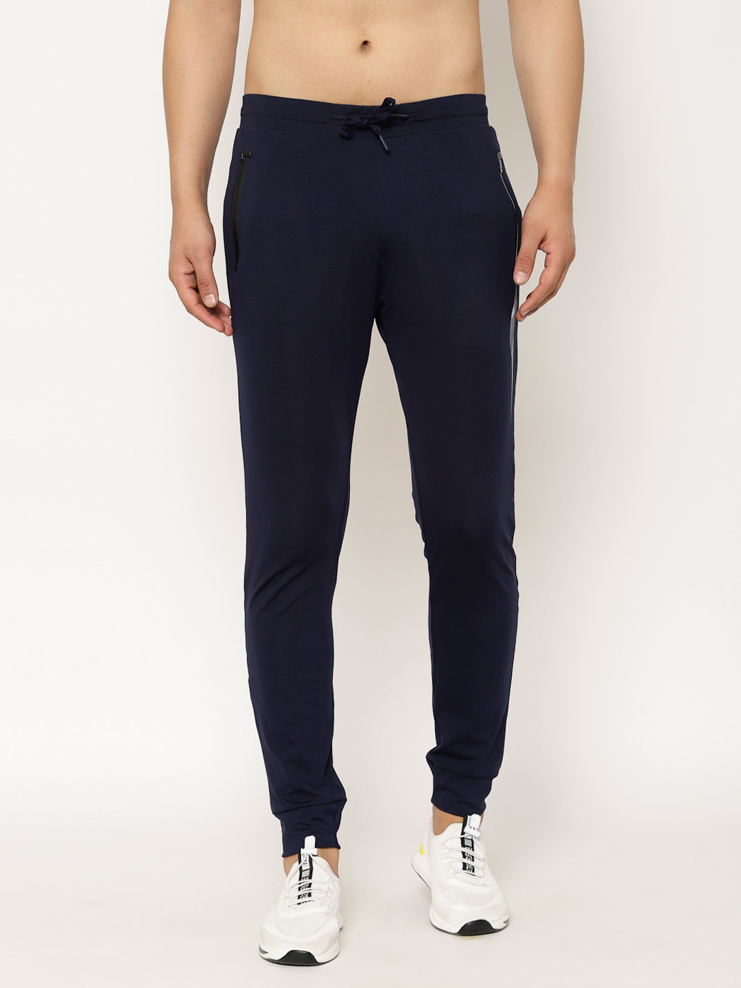 

SAPPER Men Navy Blue Solid Stretchable Slim Fit Track Pants