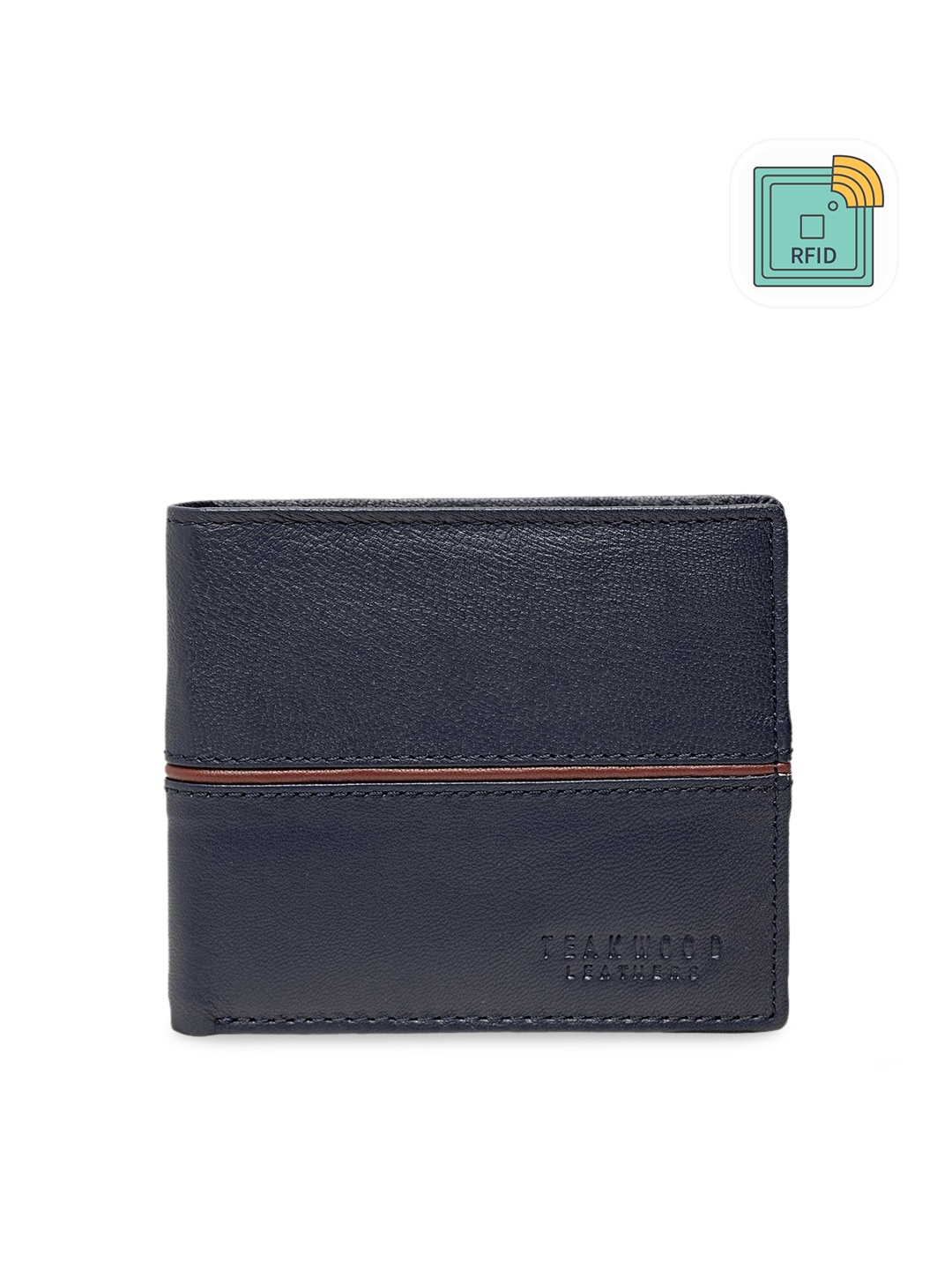 

Teakwood Leathers Men Navy Blue Solid Two Fold Leather Wallet