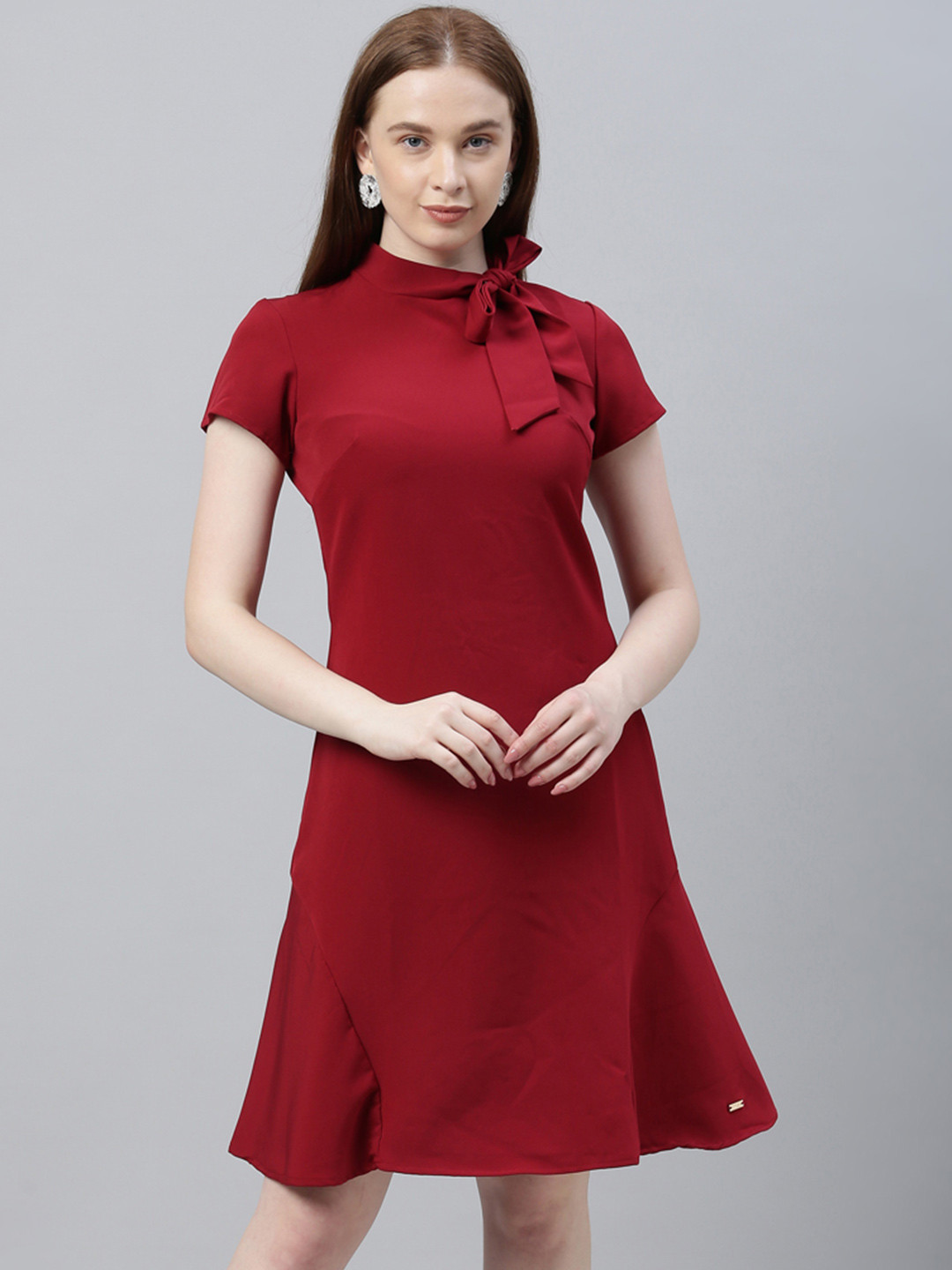 

Park Avenue Woman Women Maroon Solid A-Line Dress