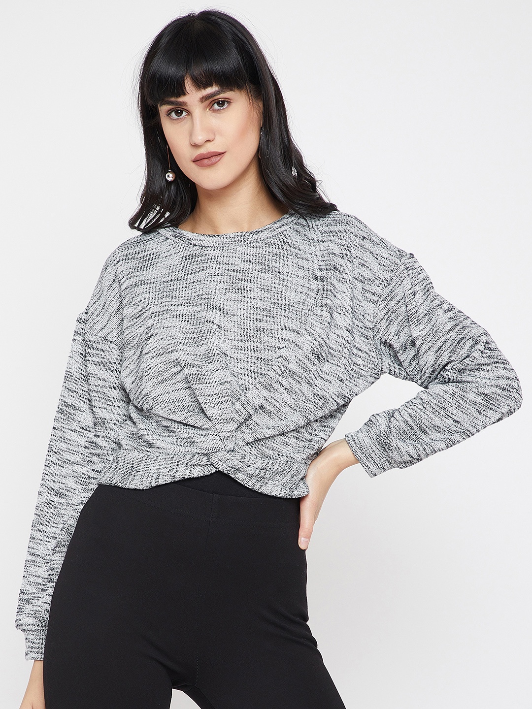 

Carlton London Women Black Solid Sweatshirt