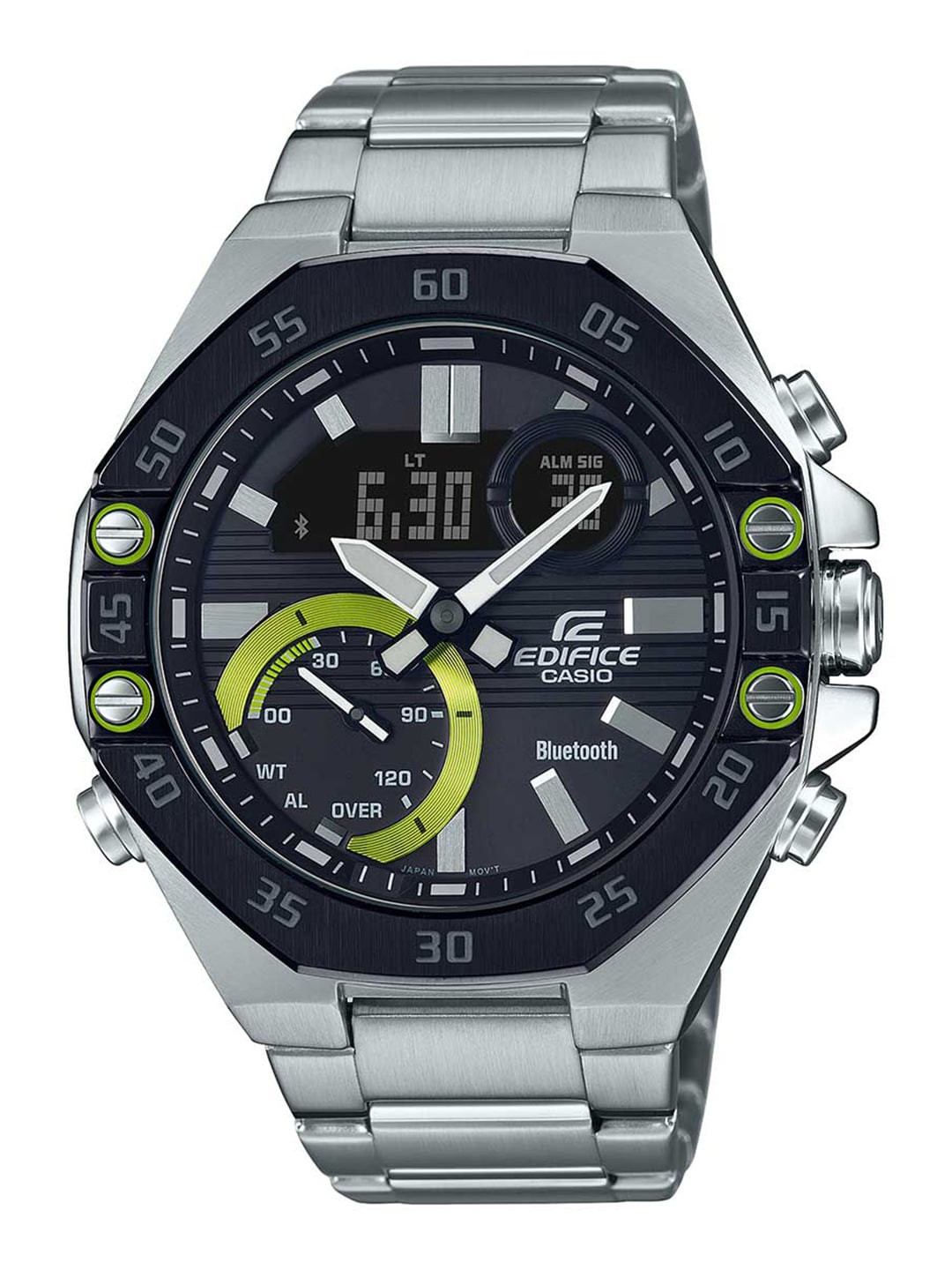 

CASIO Men Black & Silver-Toned Bluetooth Analogue Watch ED493 ECB-10DB-1ADF