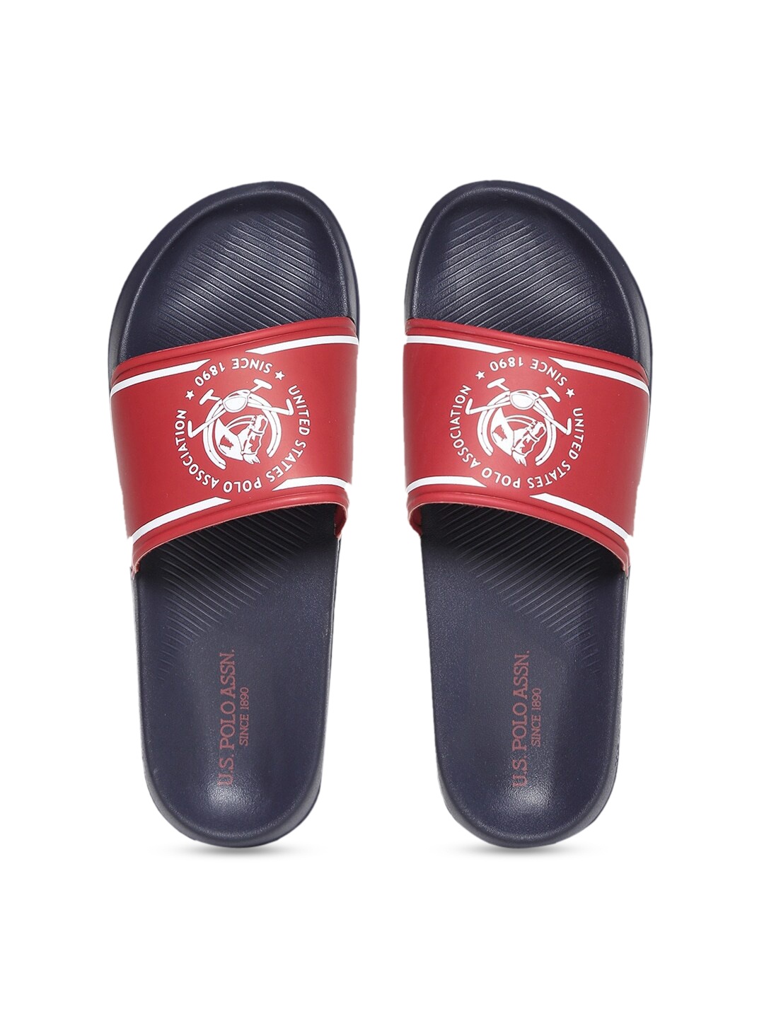 

U.S. Polo Assn. Men Red & Navy Blue Printed Sliders
