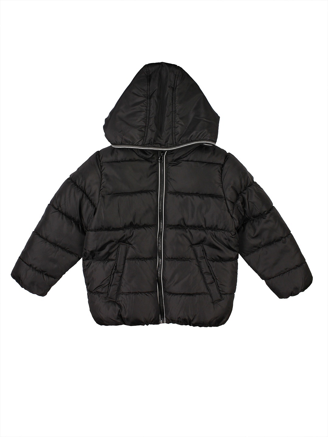

Lil Lollipop Unisex Kids Black Solid Hooded Insulator Puffer Jacket