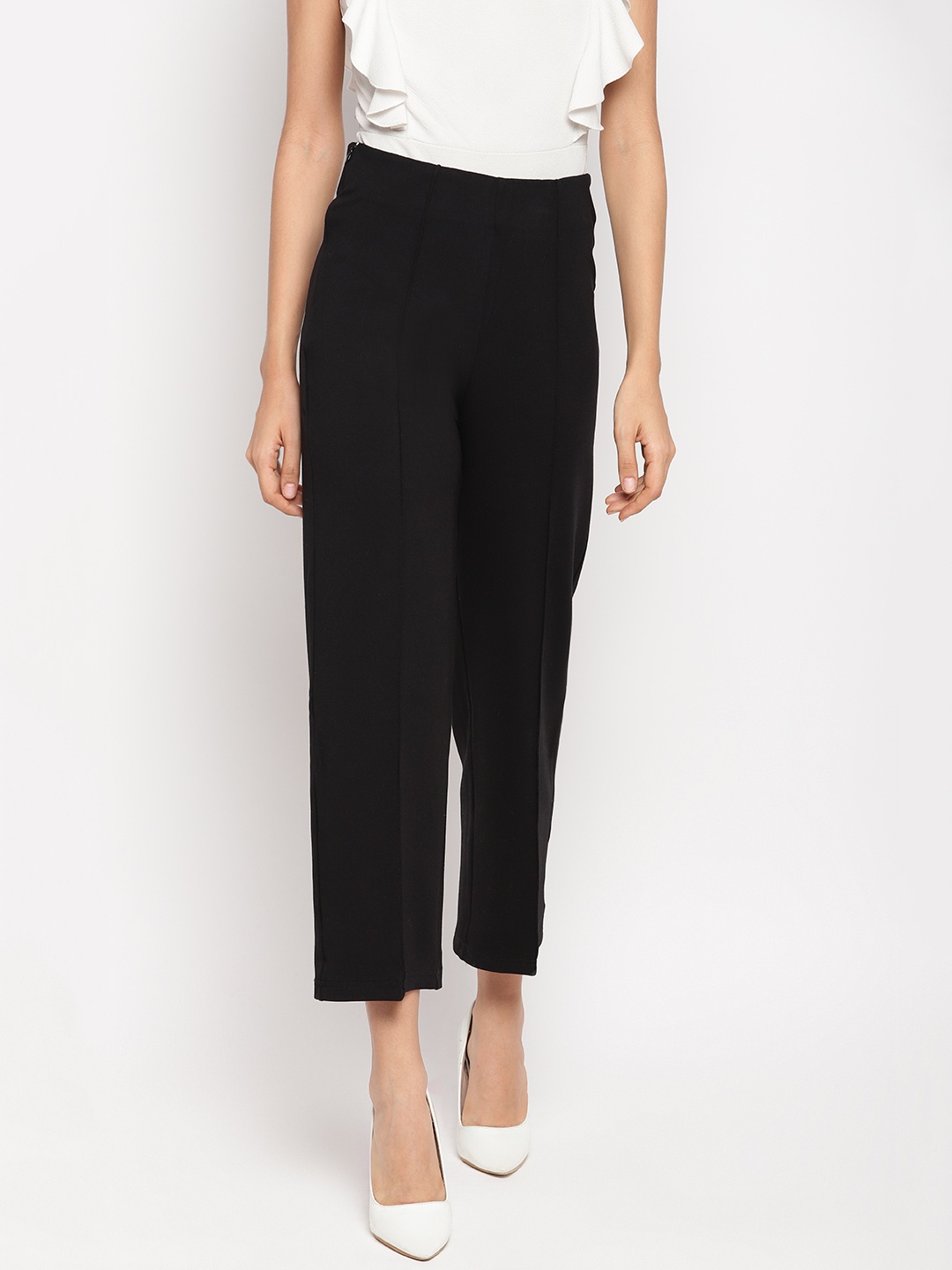 

DUDITI Women Black Loose Fit Solid Culottes