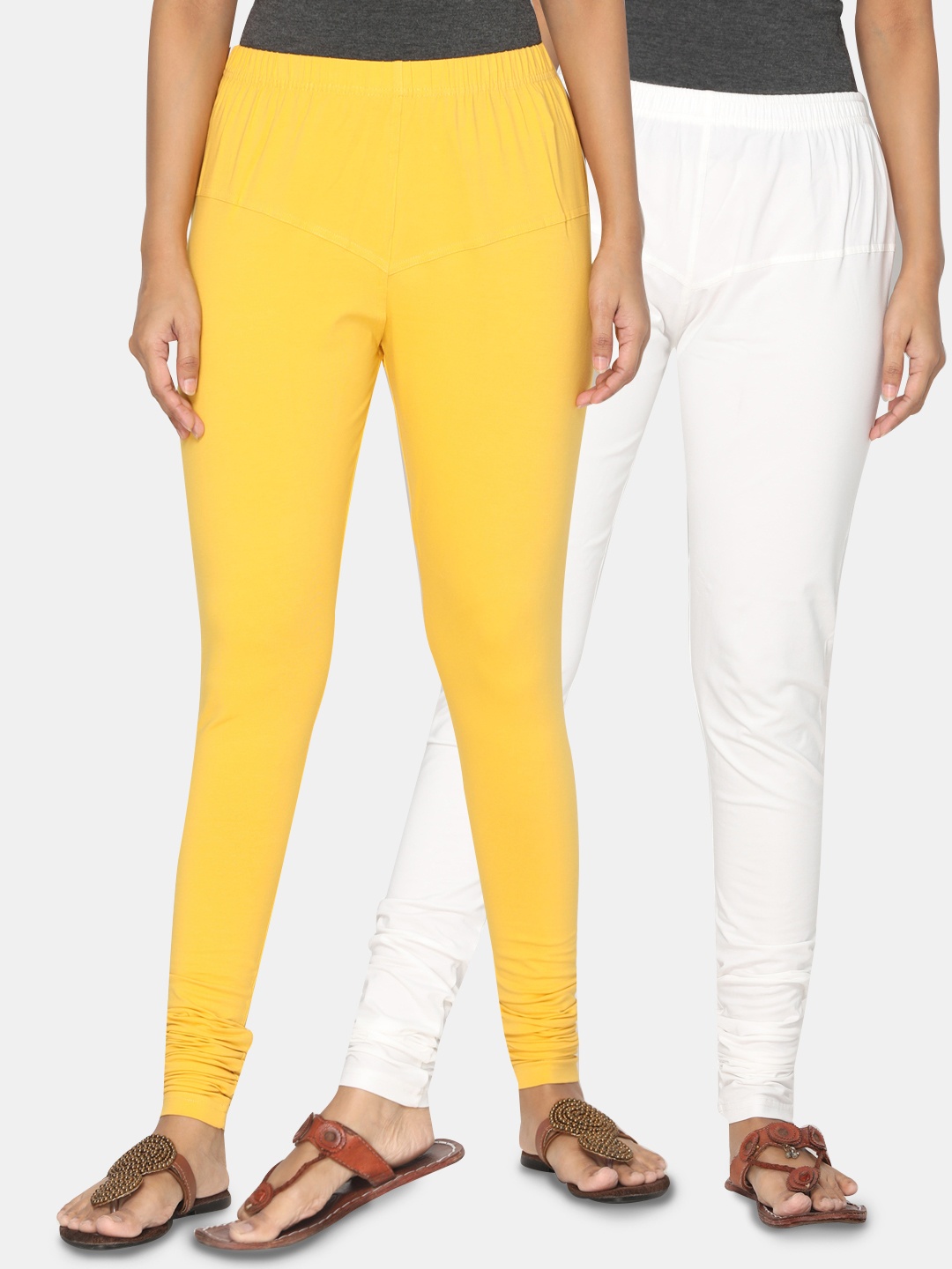 

TSG Bliss Women Pack of 2 Bio Wash Churidar Leggings, Yellow
